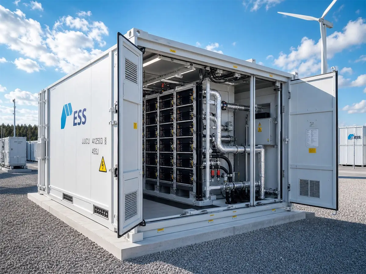 Liquid Cooled BESS Container - Advanced battery energy storage system with liquid cooling infrastructure at utility scale facility