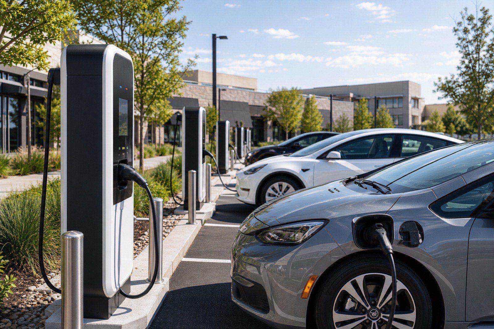 Electric vehicle charging station installation with multiple EVs charging