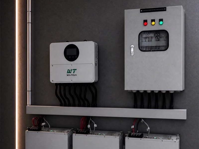 Complete Weltrus home ESS installation with inverter, protection panel, and battery modules in Vietnam