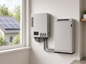 ** Residential hybrid inverter and home battery cabinet for comparing 6kW vs 8kW class sizing