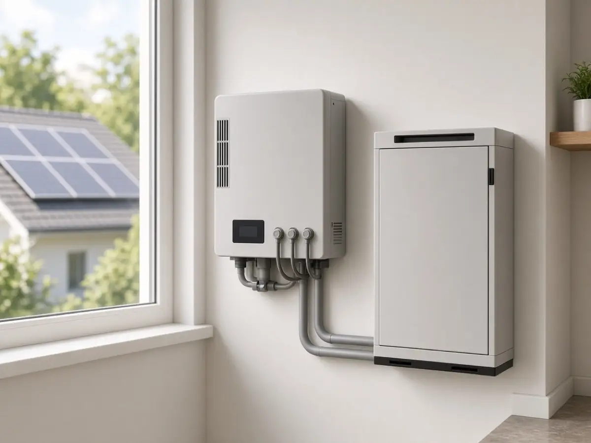 ** Residential hybrid inverter and home battery cabinet for comparing 6kW vs 8kW class sizing